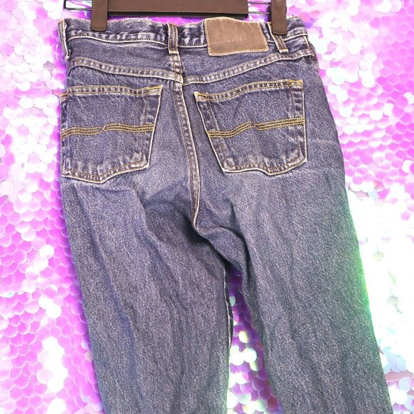 FLARE JEANS 1 Express Med Wash Retro Denim 90s Y2K Dark Blue Classic Neutral - Picture 6 of 8